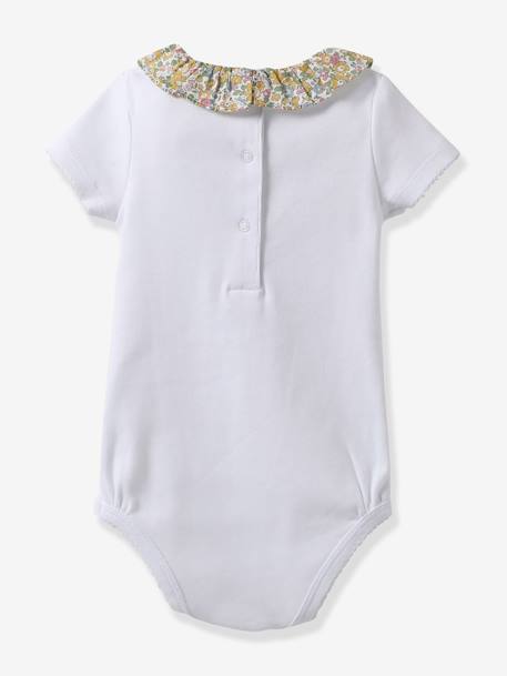Bodysuit in Organic Cotton with Liberty Fabric Collar for Babies, by CYRILLUS yellow 