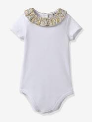 Baby-Bodysuits & Sleepsuits-Bodysuit in Organic Cotton with Liberty Fabric Collar for Babies, by CYRILLUS