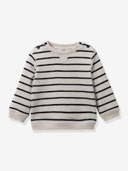 Baby-Jumpers, Cardigans & Sweaters-Cardigans-Striped Sweatshirt in Organic Cotton, by CYRILLUS