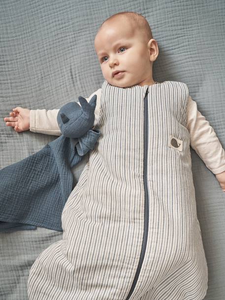 Sleeveless Baby Sleeping Bag, Fastening in the Middle, NAVY SEA striped blue 