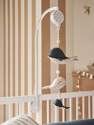 Nursery-Cot Mobiles-Whales Musical Mobile, Navy Sea