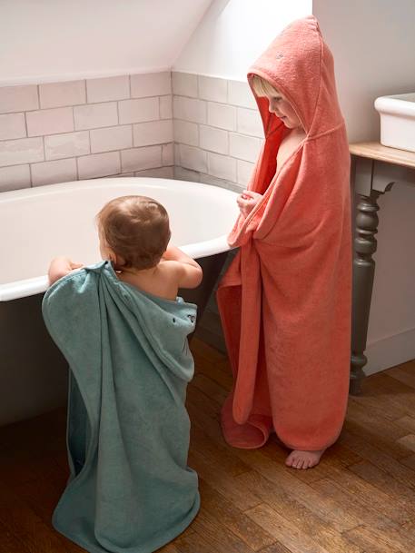 Bath Cape, Essentials for Babies, in recycled cotton green+sandy beige 