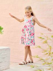 -Dress with Frilly Straps & Smocking for Girls