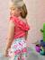 Top with Asymmetrical Frill for Girls coral+ecru+sage green 