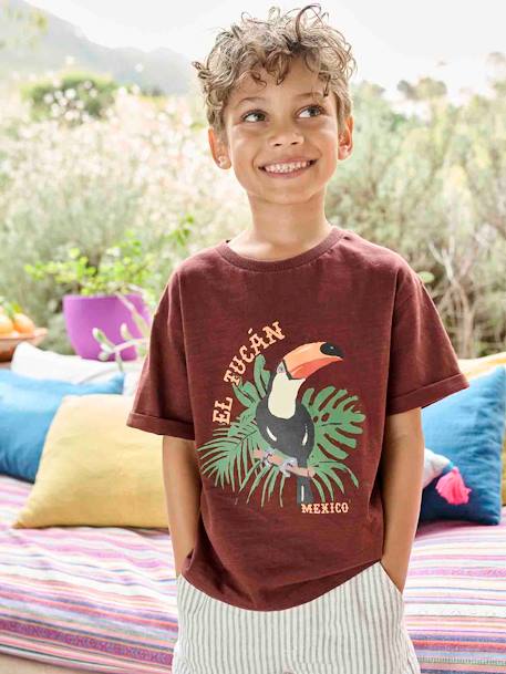 T-Shirt with Toucan, for Boys bordeaux red 