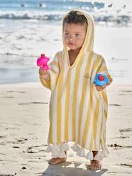 Baby-Bath Capes & Bathrobes-Striped Bathing Poncho for Babies