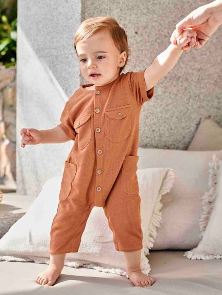 Honeycomb Jumpsuit for Babies rust 