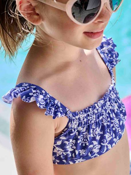 Floral Bikini for Girls, Team Famille Collection printed blue 