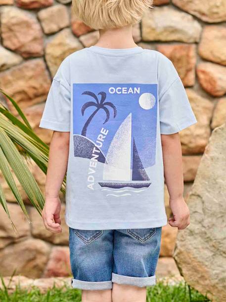 T-Shirt with Maxi Sailboat Motif on the Back for Boys sky blue 