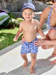 -Swim Shorts with Stylised Flowers Print for Baby Boys