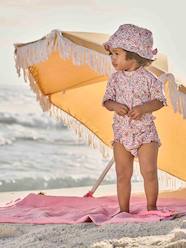 -UV Protection Swimwear Combo: T-Shirt + Briefs + Bucket Hat for Baby Girls