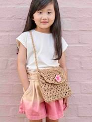 -Braided Rope-Like Shoulder Bag with Flowers for Girls