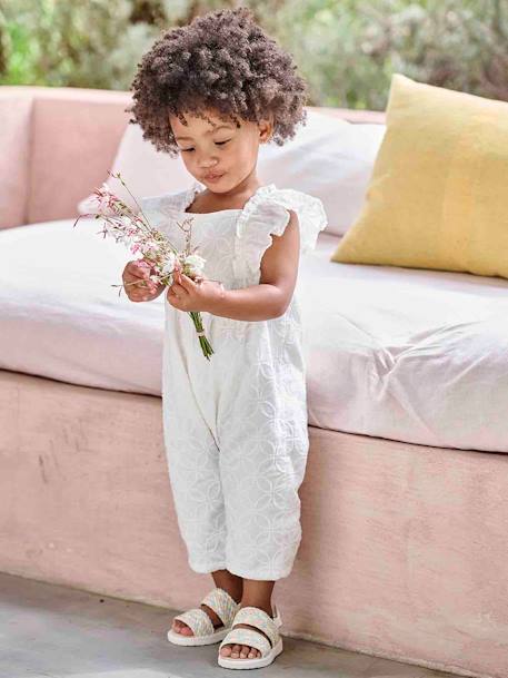 Occasion Wear Embroidered Jumpsuit for Babies ecru 
