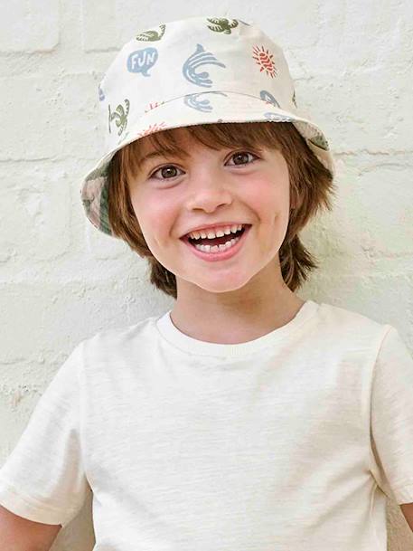Reversible Bucket Hat for Boys ecru 