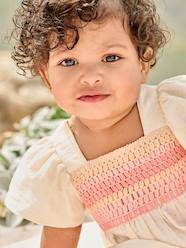 -Cotton Gauze Blouse with Crochet Neckline for Babies