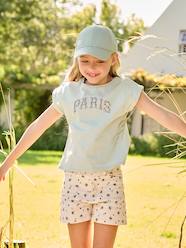 T-Shirt with Message in Flower Motifs for Girls