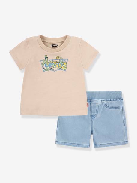 T-Shirt + Shorts Combo for Babies, LVB Solid Full Zip Hoodie by Levi's® beige 