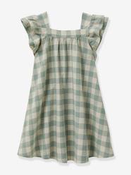 Gingham Dress in Linen & Cotton for Girls, by CYRILLUS