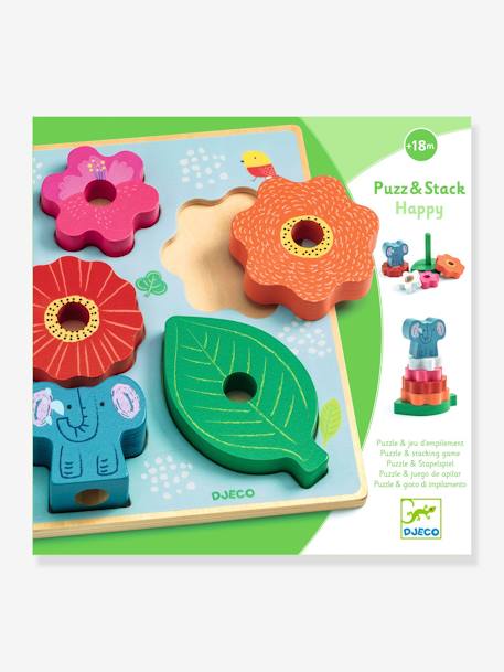 Puzz & Stack Happy - Shape-Sorting Puzzle & Stacking Game - DJECO multicoloured 