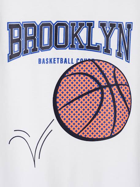 T-Shirt with Basketball Motif & Details in Relief for Boys ecru 