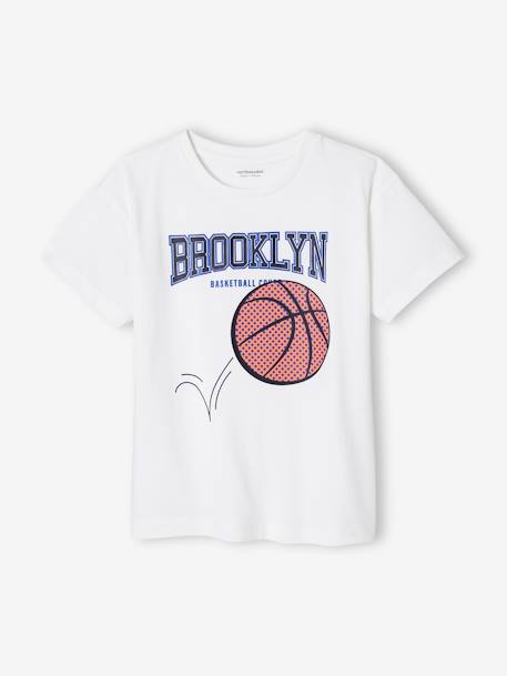 T-Shirt with Basketball Motif & Details in Relief for Boys ecru 