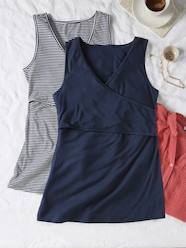 Maternity-T-shirts & Tops-Pack of 2 Sleeveless Tops with Crossover Effect for Maternity, Fiona by ENVIE DE FRAISE