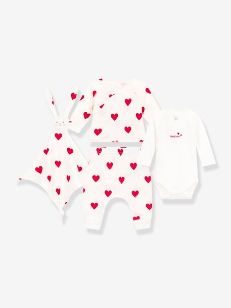 3-Piece Heart Ensemble with Bunny Comforter Gift Set for Newborns by PETIT BATEAU white 