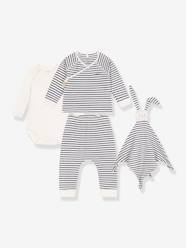 Baby-Outfits-3-Piece Striped Ensemble with Bunny Comforter Gift Set for Newborns by PETIT BATEAU