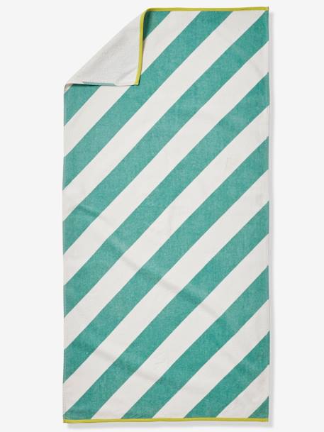 Beach / Bath Towel with Recycled Cotton printed pink+striped blue 