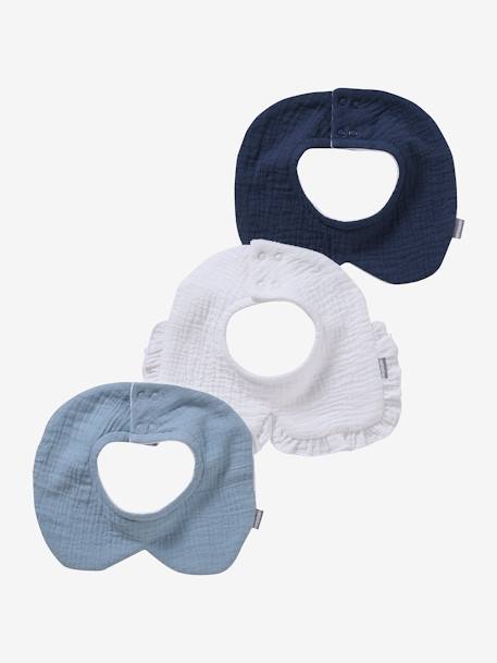Pack of 3 Bibs with Fancy Collar sky blue 
