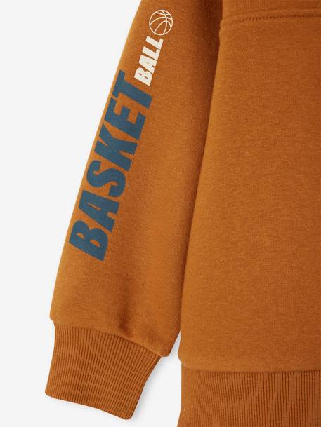 Sports Sweatshirt with Zip on the Neckline & Basketball on Sleeve for Boys anthracite+hazel 
