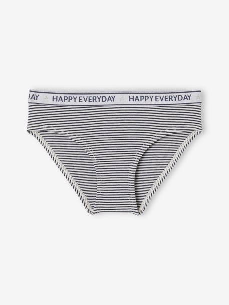 Pack of 5 'Happy everyday' Briefs for Girls marl grey 