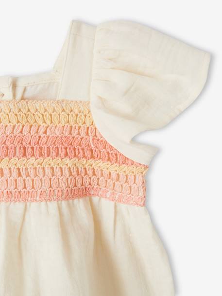 Cotton Gauze Blouse with Crochet Neckline for Babies ecru 