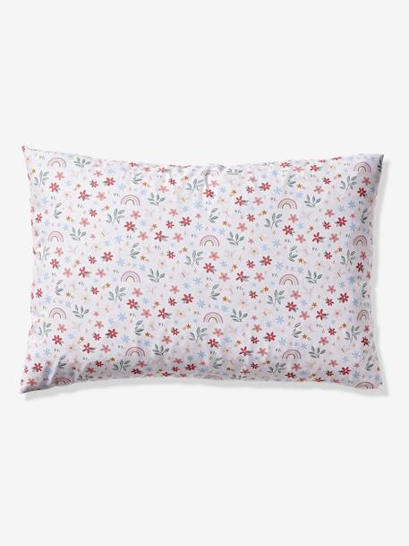 Essentials Duvet Cover + Pillowcase Set, Rainbow Flowers printed white 