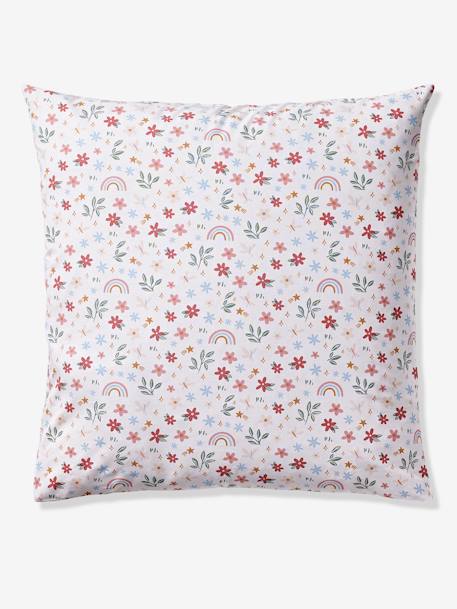 Essentials Duvet Cover + Pillowcase Set, Rainbow Flowers printed white 