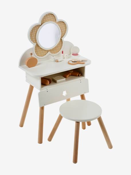 FSC®100% Straw Dressing Table + Accessories, in Certified Wood rose+white 