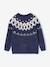 Jacquard Knit Jumper, Round Neckline, for Boys green+slate blue 