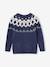 Jacquard Knit Jumper, Round Neckline, for Boys green+slate blue 