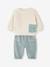 Ensemble: Plush Fur Sweatshirt + Corduroy Trousers for Babies aqua green 