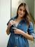 Denim maternity and breastfeeding shirt dress stone 
