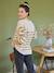 Nautical Style Jumper with Shoulder Openings for Maternity & Nursing marl beige+navy blue 