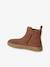 Leather Chelsea Boots with Elastic & Zip for Girls beige+camel+navy blue 