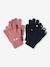 Pack of 2 Pairs of Magic Gloves, for Girls marl beige+navy blue 