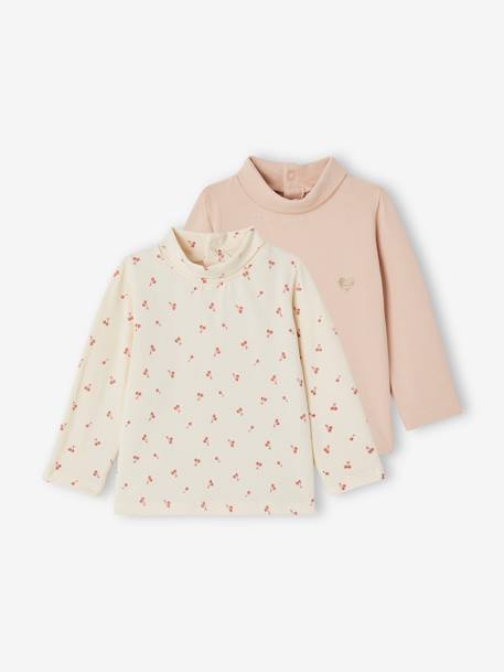 Pack of 2 Polo Neck Tops for Babies pale pink 
