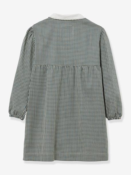 CYRILLUS gingham apron for girls chequered green 
