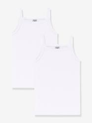 Girls-Tops- Set of 2 white PETIT BATEAU shirts with straps