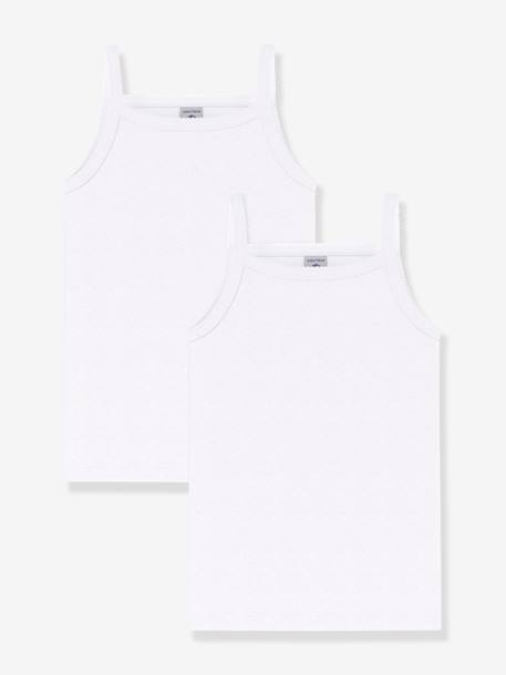 Set of 2 white PETIT BATEAU shirts with straps white 