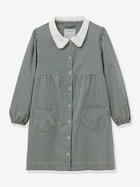 CYRILLUS gingham apron for girls chequered green 