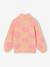 Polo Neck Jumper in Fuzzy Knit with Maxi Motifs for Girls grey green+rose 