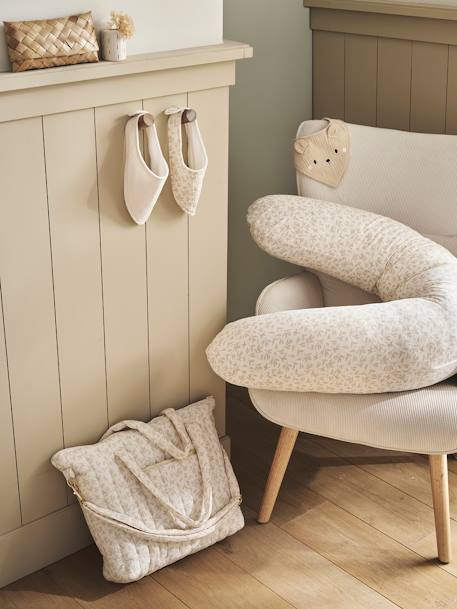 Cover for Feeding Pillow printed beige+printed pink+WHITE LIGHT SOLID 